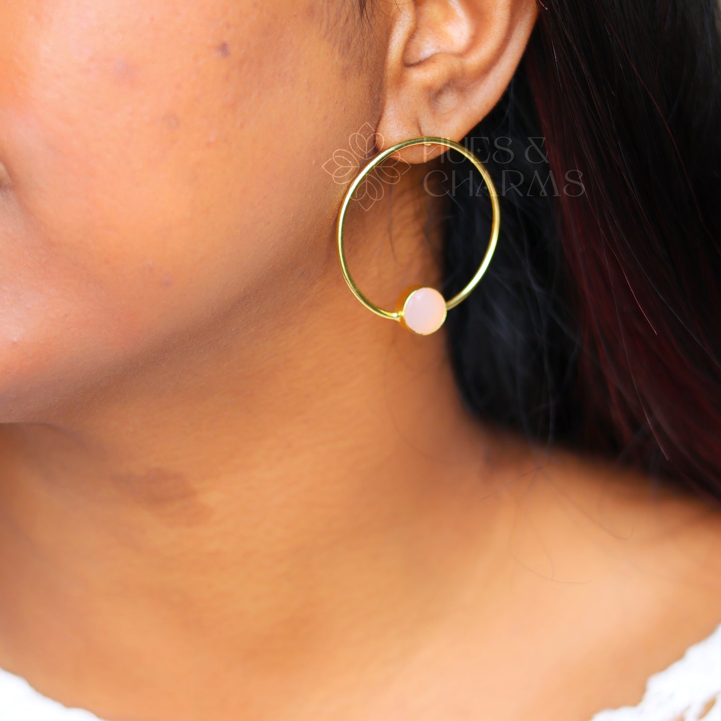 ROUND HOOP EARRINGS - PEACH