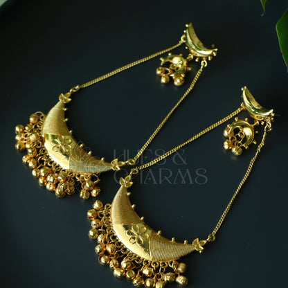 GOLDEN MOONFLOWER STATEMENT CHANDBALI EARRINGS