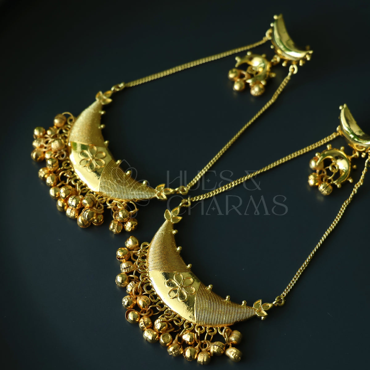 GOLDEN MOONFLOWER STATEMENT CHANDBALI EARRINGS