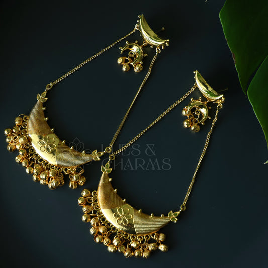 GOLDEN MOONFLOWER STATEMENT CHANDBALI EARRINGS