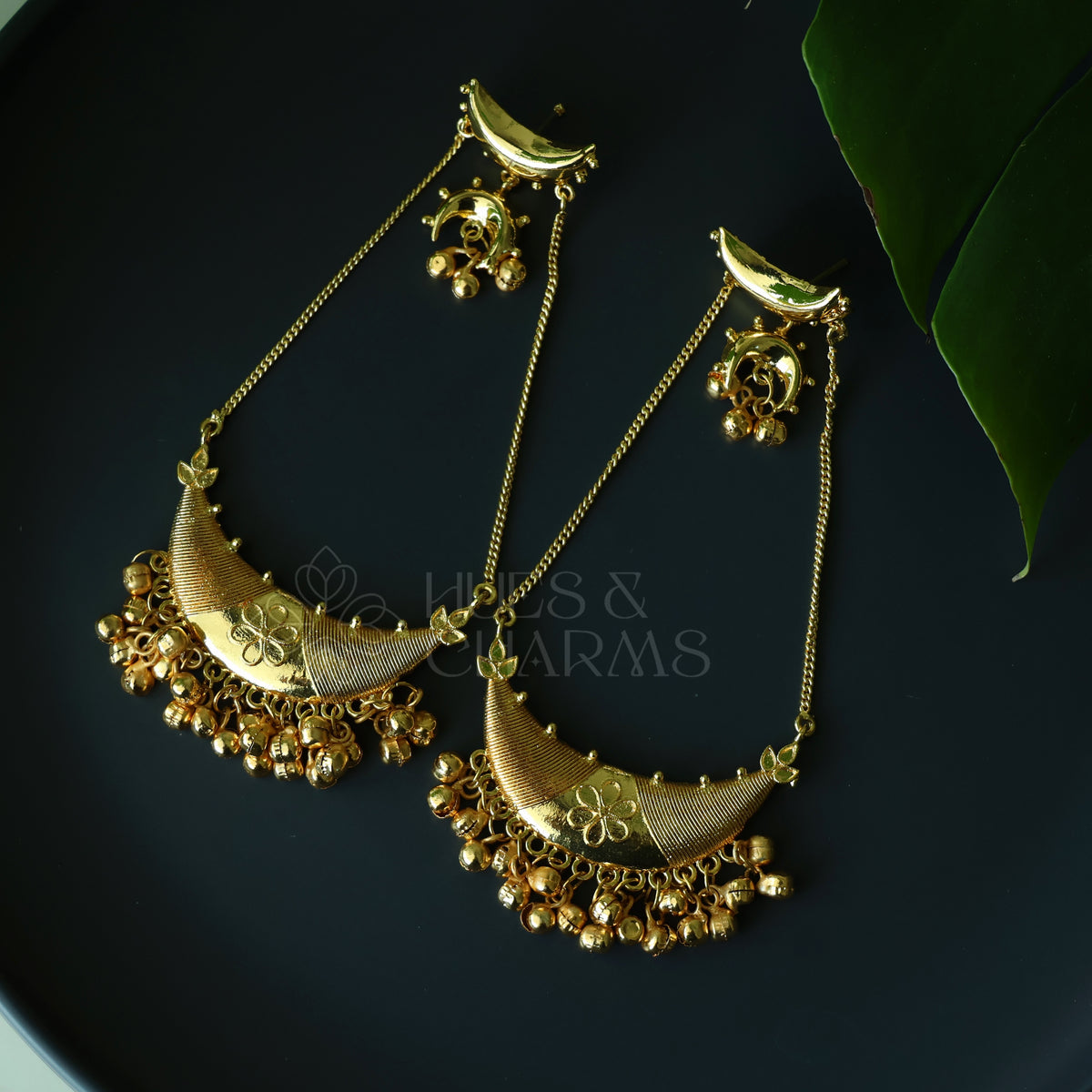 GOLDEN MOONFLOWER STATEMENT CHANDBALI EARRINGS