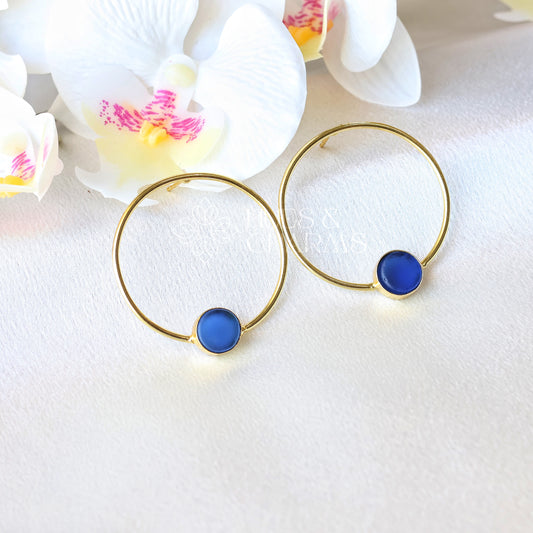 ROUND HOOP EARRINGS - BLUE