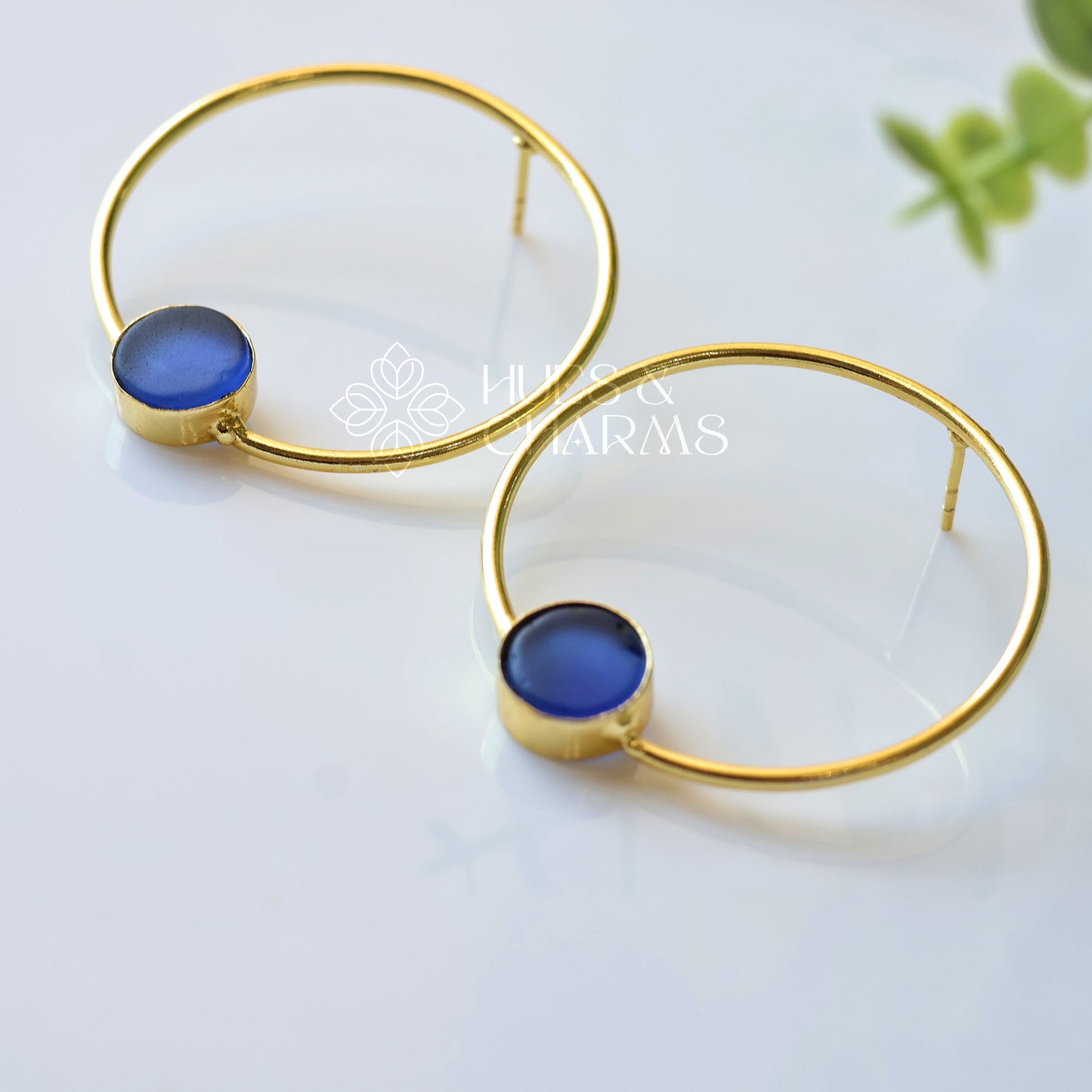 ROUND HOOP EARRINGS - BLUE