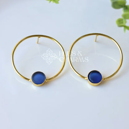 ROUND HOOP EARRINGS - BLUE