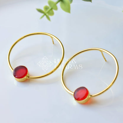 ROUND HOOP EARRINGS - RED