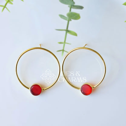 ROUND HOOP EARRINGS - RED