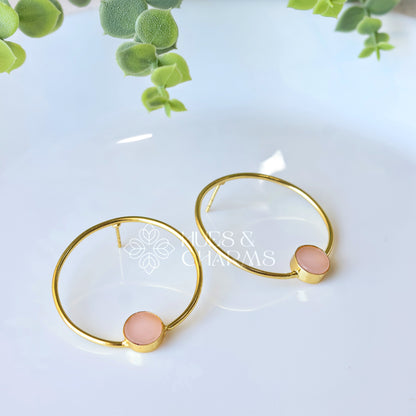 ROUND HOOP EARRINGS - PEACH