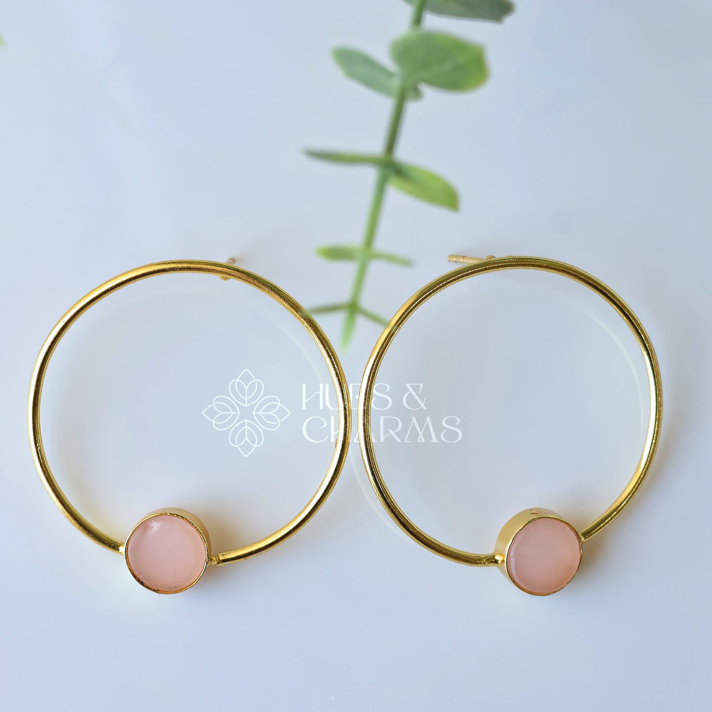 ROUND HOOP EARRINGS - PEACH