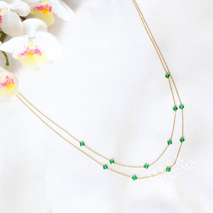 DARK GREEN DOUBLE LAYER NECKLACE