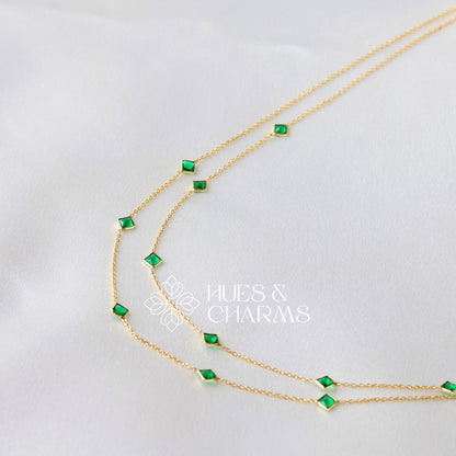 DARK GREEN DOUBLE LAYER NECKLACE