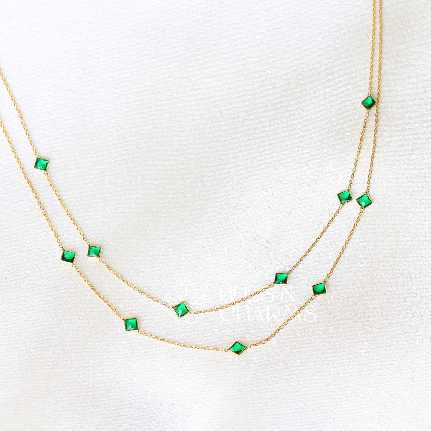 DARK GREEN DOUBLE LAYER NECKLACE