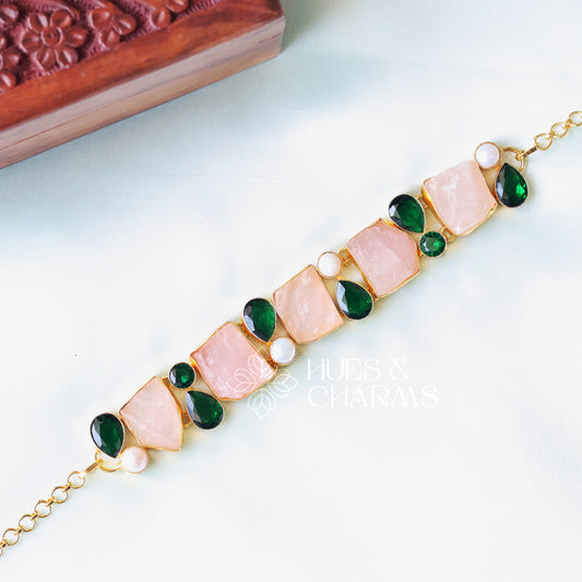 BOLD STATEMENT CHOKER - ROSE QUARTZ & PEARLS