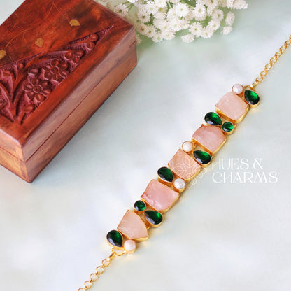 BOLD STATEMENT CHOKER - ROSE QUARTZ & PEARLS