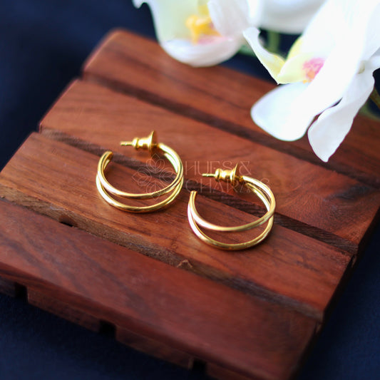 GOLDEN DOUBLE LAYER HOOP EARRINGS