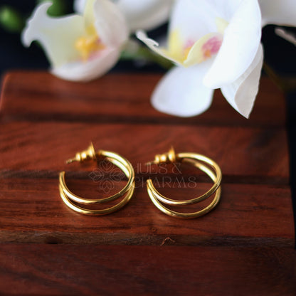 GOLDEN DOUBLE LAYER HOOP EARRINGS