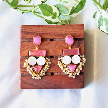 PRECIOUS STATEMENT EARRINGS WITH MOP -PINK