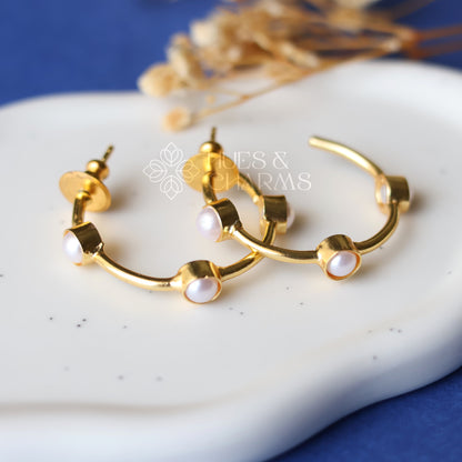 3 PEARL HOOP EARRINGS