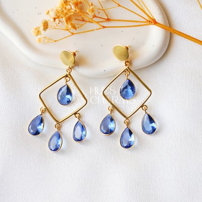 ROYAL GLOSSY RAINDROP EARRING - BLUE