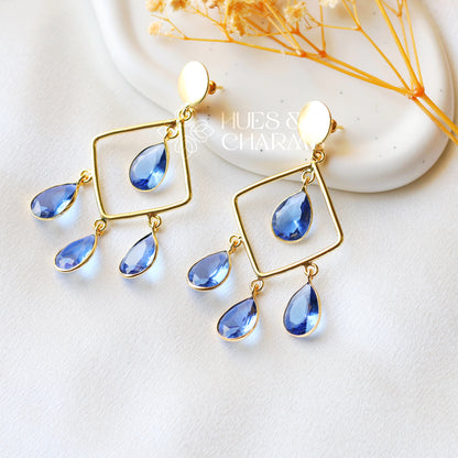 ROYAL GLOSSY RAINDROP EARRING - BLUE