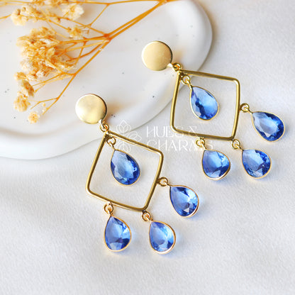 ROYAL GLOSSY RAINDROP EARRING - BLUE