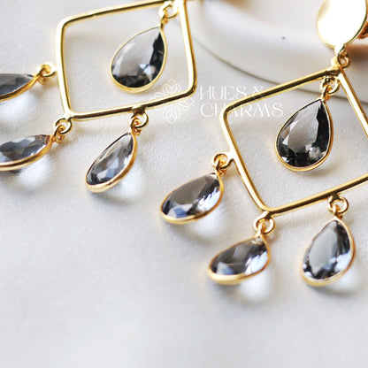 ROYAL GLOSSY RAINDROP EARRING - GREY