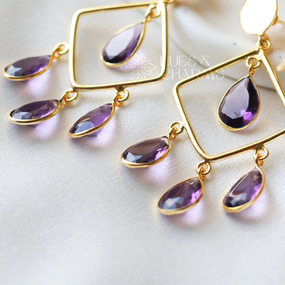 ROYAL GLOSSY RAINDROP EARRING- PURPLE