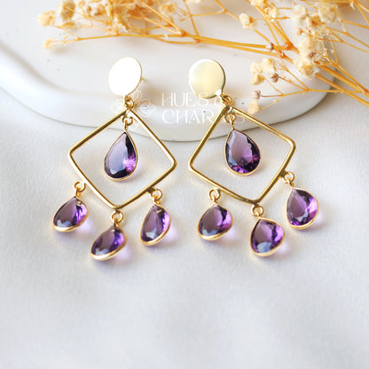 ROYAL GLOSSY RAINDROP EARRING- PURPLE