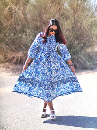 BLUE PAISLEY DRESS