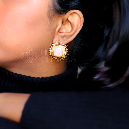 GOLDEN HARMONY STUDS - BABY PINK