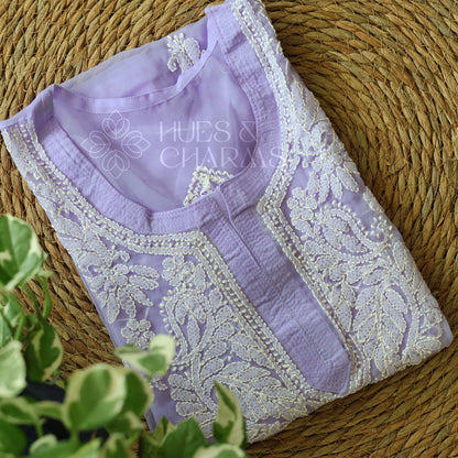 Chikankari Georgette Kurti - Lilac