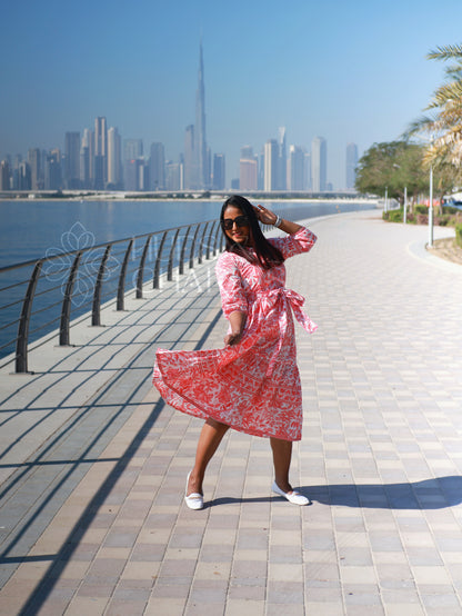 CORAL PAISLEY DRESS