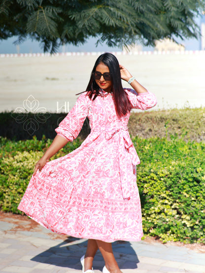 CORAL PAISLEY DRESS