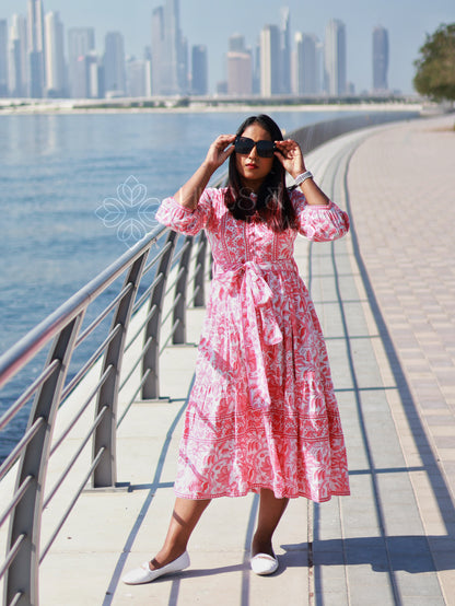 CORAL PAISLEY DRESS