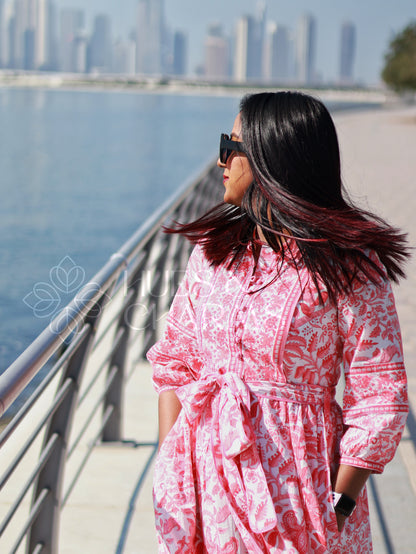 CORAL PAISLEY DRESS