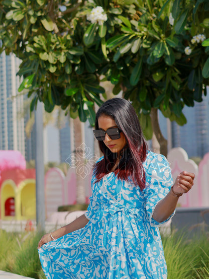 SANTORINI FLORAL DRESS