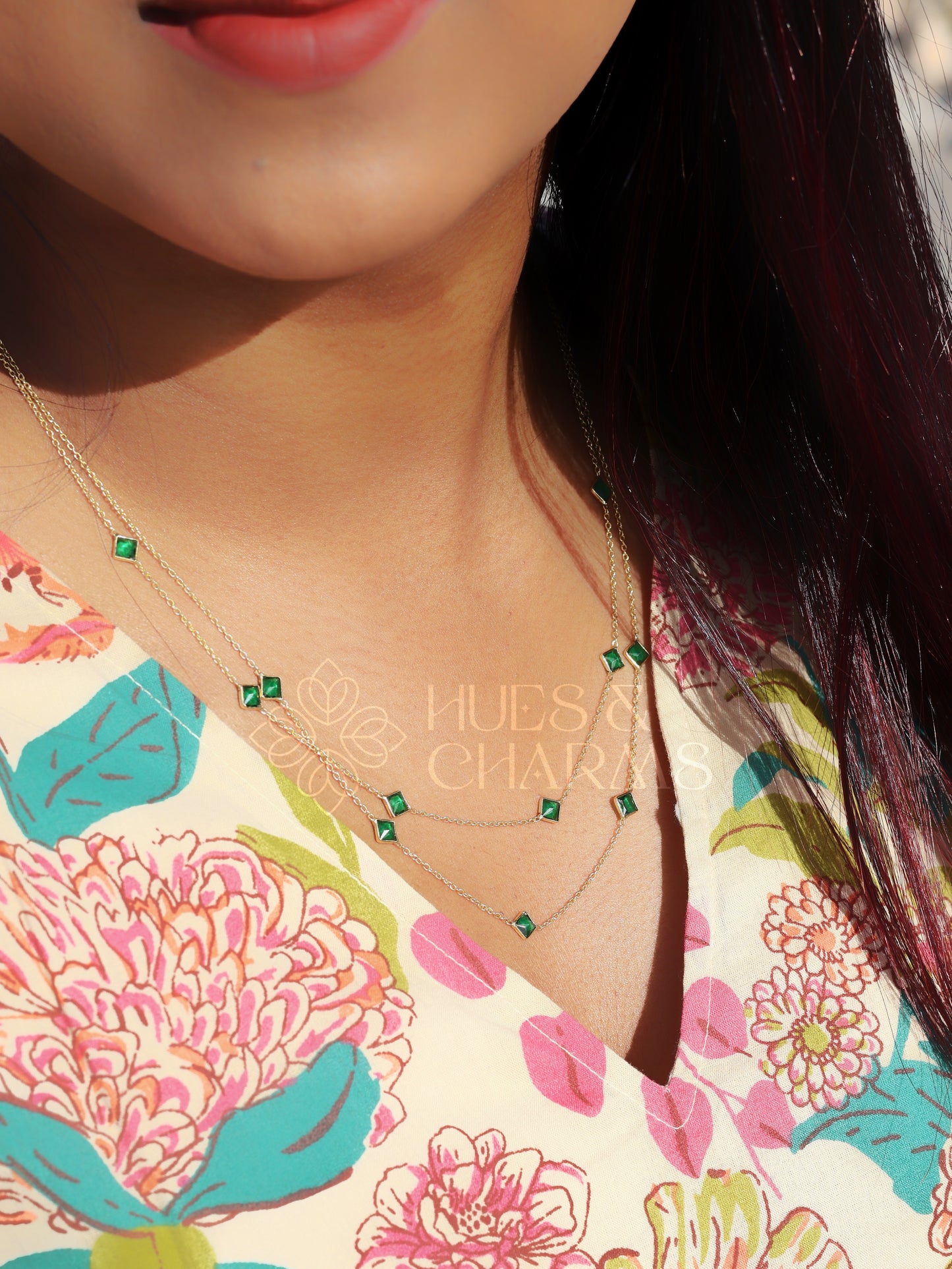 DARK GREEN DOUBLE LAYER NECKLACE