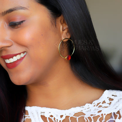 ROUND HOOP EARRINGS - RED