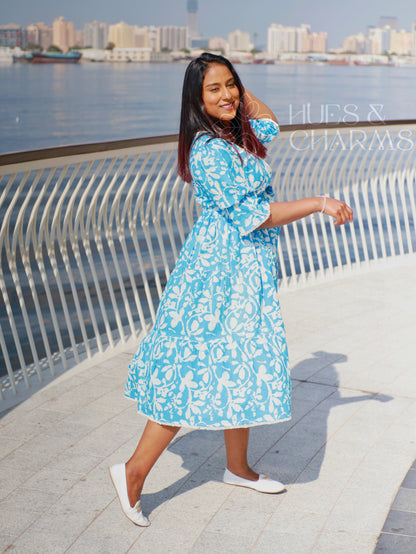 SANTORINI FLORAL DRESS