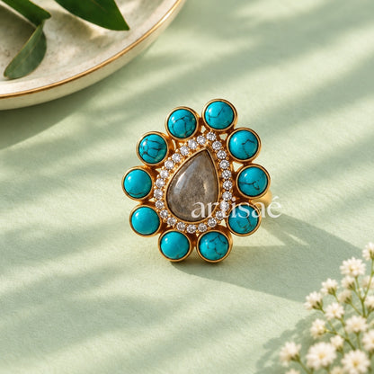 NAQSH CONTEMPORARY RING- LABRADORITE