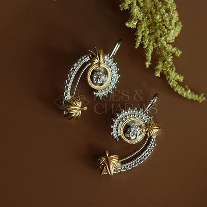 OXIDISED TANVI DUAL-TONE LEAF EAR CUFFS