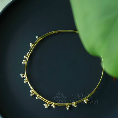 GOLDEN TWO LAYER PEARL DEWDROP NECK CUFF